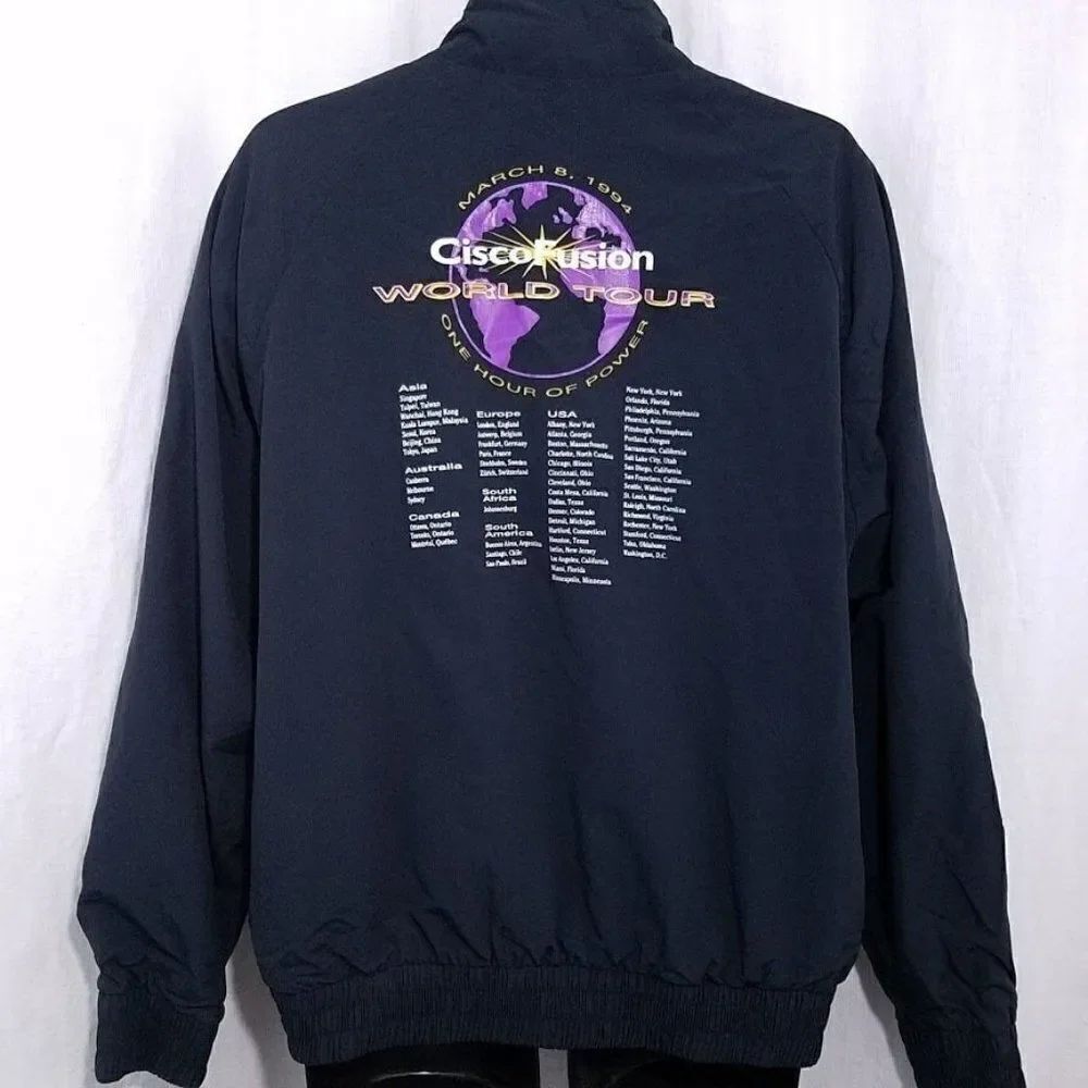Cisco Systems World Tour Jacket Vintage 90s 1994 CiscoFusion Made In USA Mens